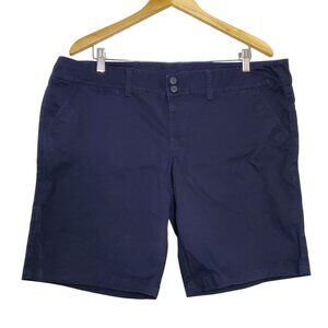 American Eagle Navy Blue Stretch Chino Shorts Women's Size 16 Casual Button & Zi